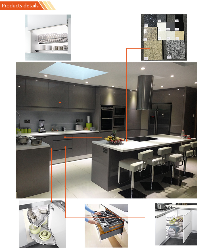 shopping 2021 china supplier Free CAD 3D-MAX white standard modern kitchen design