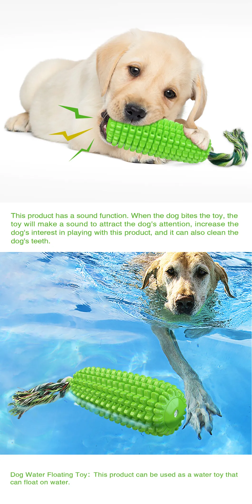 Pet Supply Squeaky Corn-Shaped Pet Toothbrush Dog Chew Pet Toys