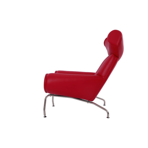 Hans Wegner Red Leather Ox Lounge Chair Replica