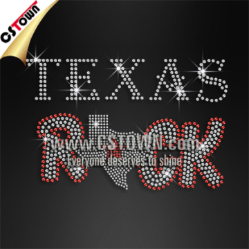 Wholesale Texas Rock Letters Rhinestone Texas Iron on