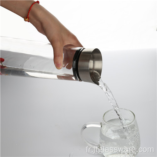 Pichet à eau en verre borosilicaté soufflé à la bouche de haute qualité