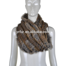 YR883 Knitting Wool Stole with Rabbit Trim/Knit and Rabbit Fur Scarf
YR883 Fashion Warm Yarn and Rabbit Fur Snood Scarf?