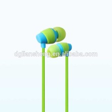 High quality popular colorful cute plastic flat cable earbuds earphones