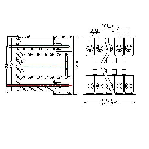 AT2500HV-3.5／3.81XXX-EF Plug-in Terminal Block Vertical Pitch3.5／3.81