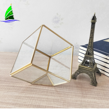 Square brass terrarium candle holder ,large square terrarium zen