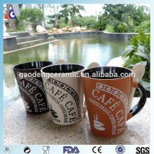 300ml coloured glaze ceramic mug with spoon