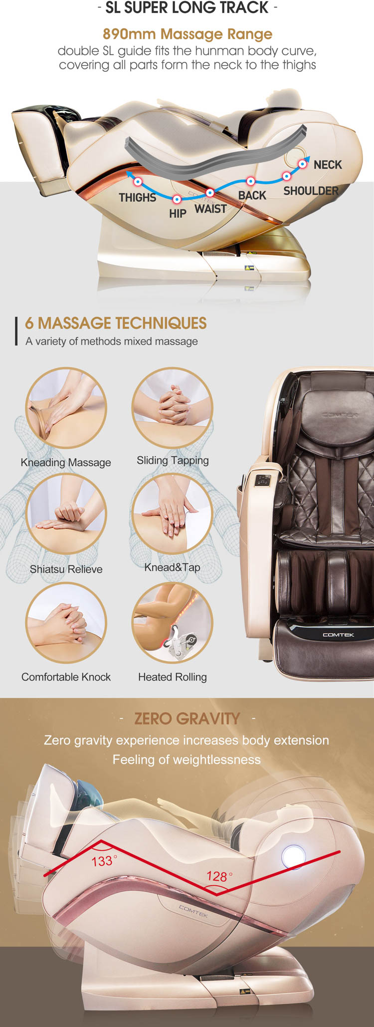 RK8900 L shape forward sliding massage chair