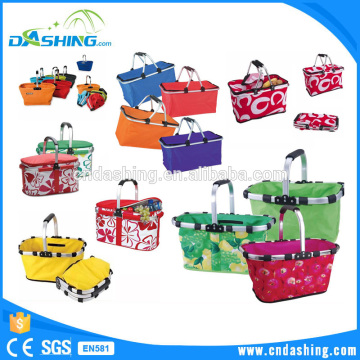 Wholesale reusable promotional folding picnic basket,folding shopping basket