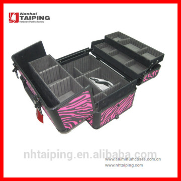Pink PVC Aluminum Toolboxes Clear Plastic Makeup Drawers Makeup Train Case With Drawer