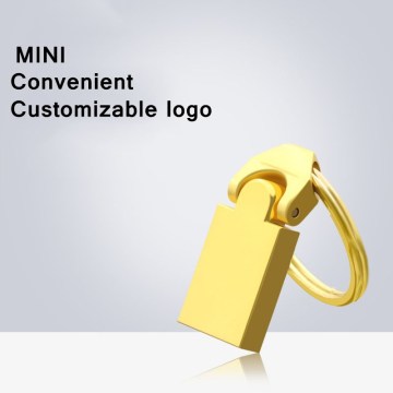 Mini memoria USB de metal dorado personalizada