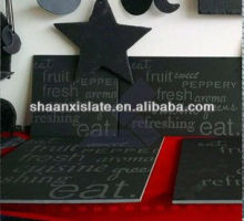 Blcak square slate cake plate
