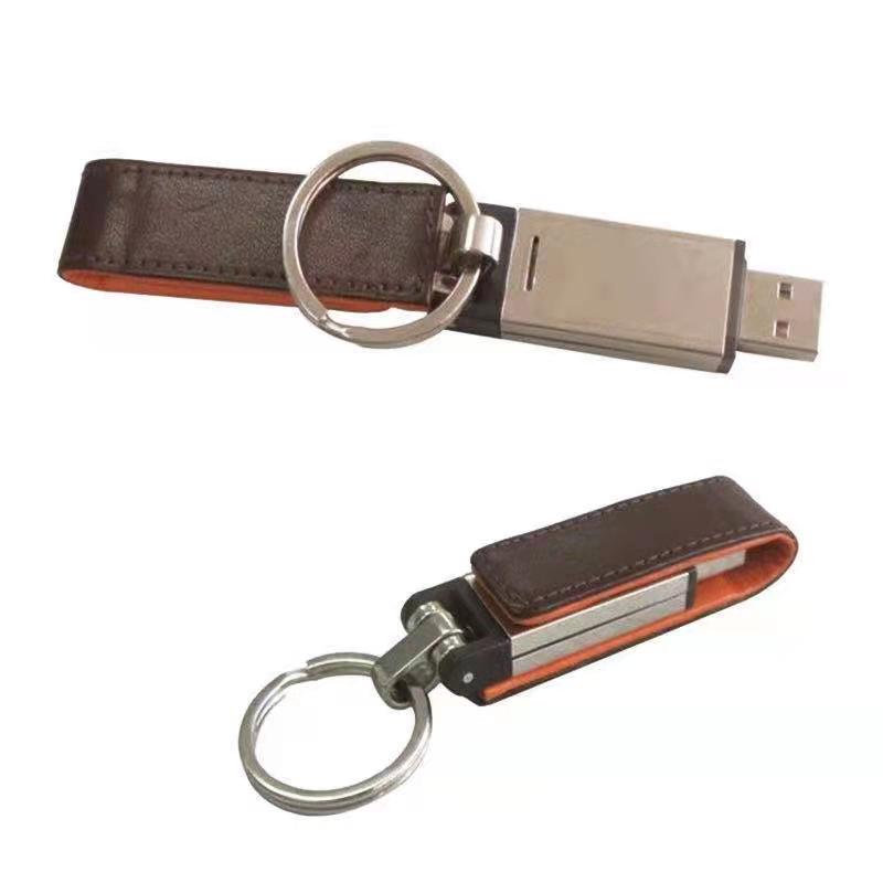 Customizable leather USB Flash Drive with keychain