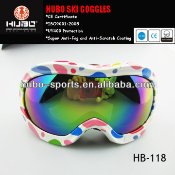 Colorful and beautiful down hill safety skiing goggles for kid