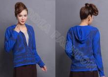 Full Zip Up Design Womens Wool Sweaters with Long Sleeve ,