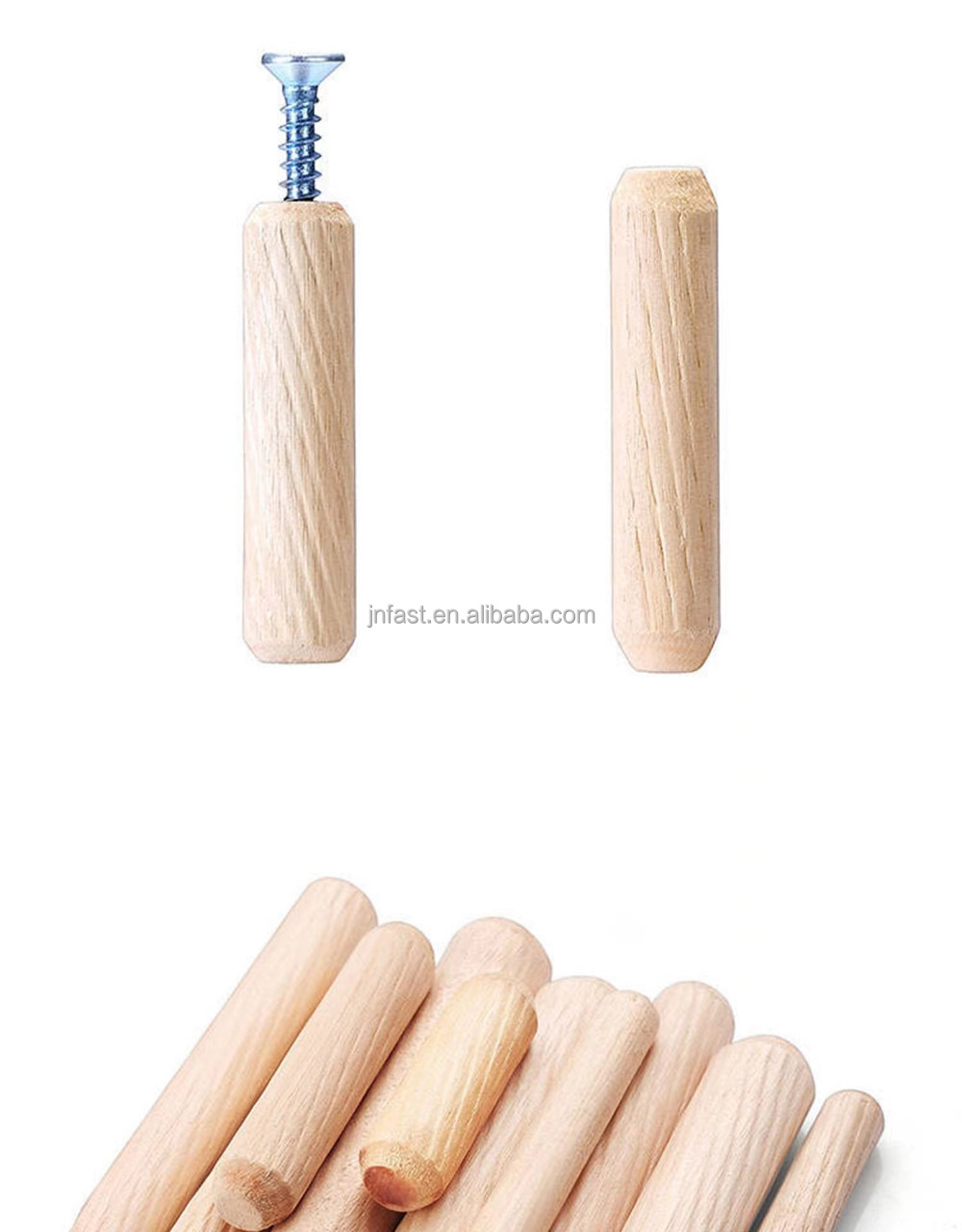 China Manufacturer New Product Wooden Dowel Shaw Furniture Connector Straight Grain Twill Cork Solid Pin Beech Wedge Wood Pegs