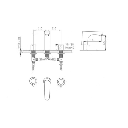 Grifo de latón para lavabo de baño