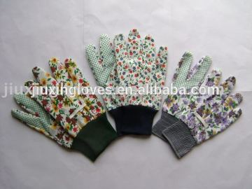 Drill cotton garden glove with PVC dots/garden glove/working glove