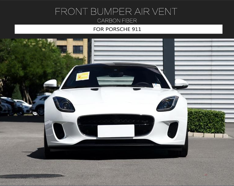 Carbon Fiber Front Bumper Canards Air Vent Fins for Jaguar F-Type SVR 2-Door 2016-2019