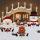 Decorazione all&#39;aperto di pupazzo di neve, Babbo Natale, renne