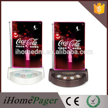 Restaurant wireless table calling button with light ang menu holder