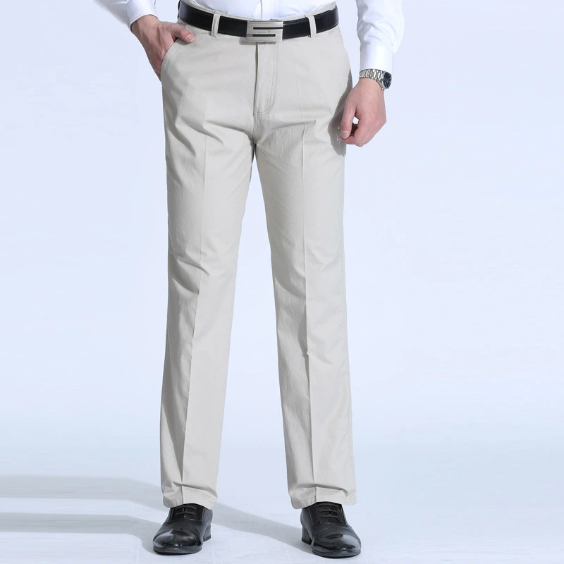 Men Cotton Casual Loose Straight-Leg Panttrousers Casual Business Long Pants