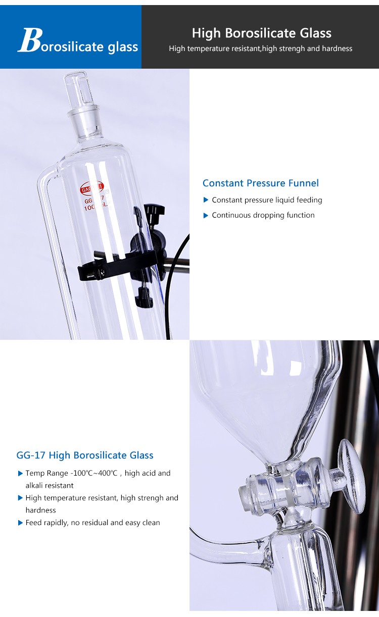 Lab vacuum fractional distillation glass reactor