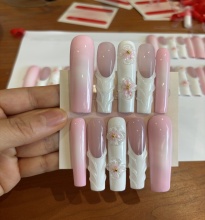 High-Quality OEM Luxury Handmade Pink Nails Art 3D Carve Designs New Release