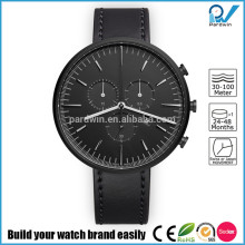 PVD black stainless steel case chronograph with date multifunctions stainless steel watch case 316l