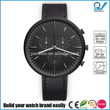 PVD black stainless steel case chronograph with date multifunctions stainless steel watch case 316l