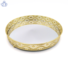 Metal round Mirrored tabletop Jewelry Tray
