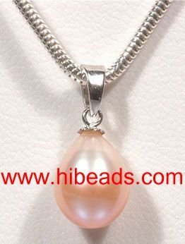 Pink teardrop shell pearl pendant FPP0015