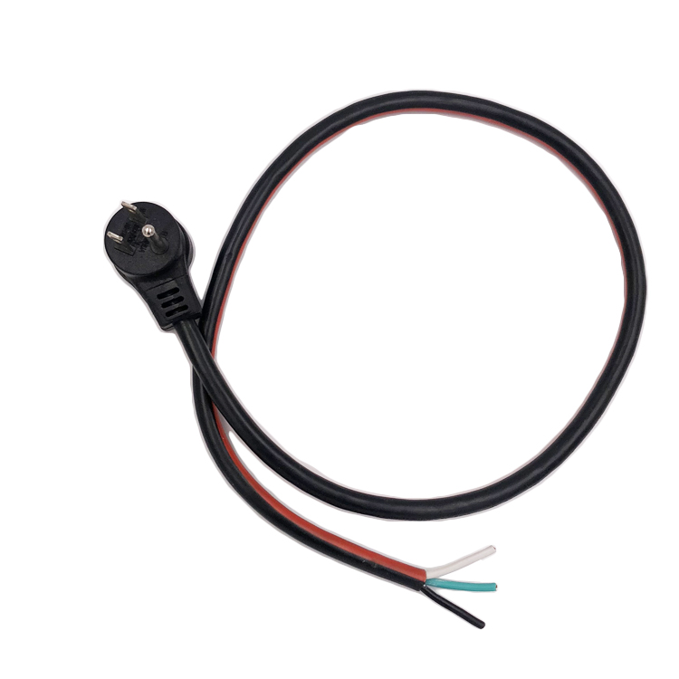 NEMA 5-15P 45 degree angled power cord other end stripped