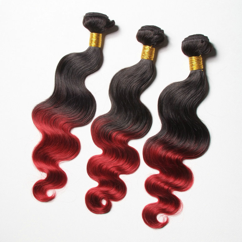 6A wholesale Brazilian human hair,Double drawn Soft ombre human hair extension,two tone color T1bbug loose wave