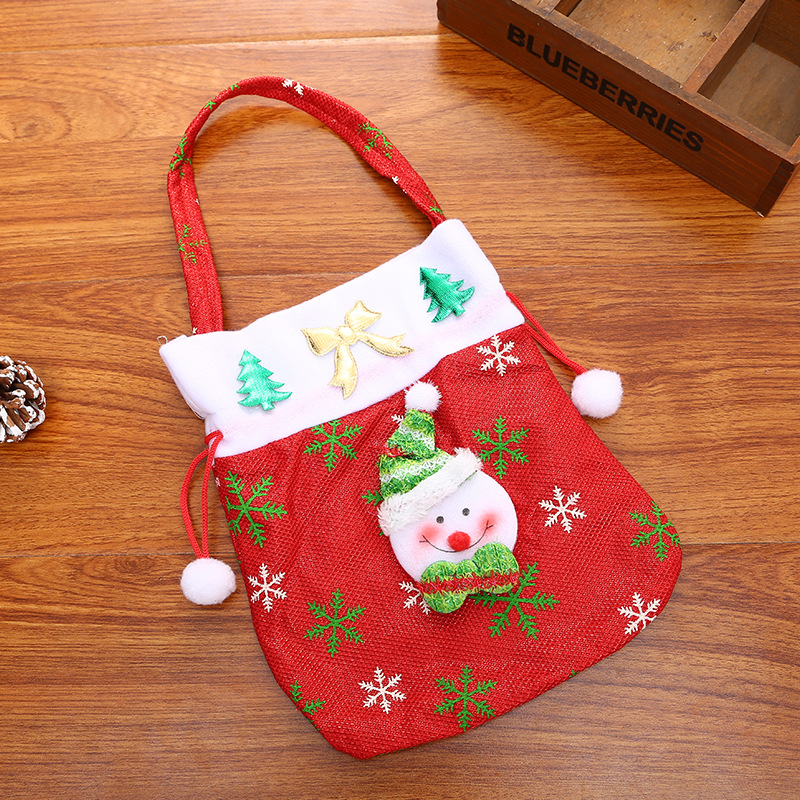 Present Bag Children Red Portable Candy Bag Old Man Snowman Apple Bag