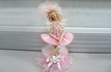 Pink Small Porcelain Doll Music Box Victorian For Girls Gift