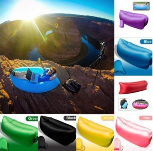 Beach Lounger Inflatable Sofa Outdoor Nylon Air Filled Balloon Furniture With Carry Bag Lazy Sleeping Bed