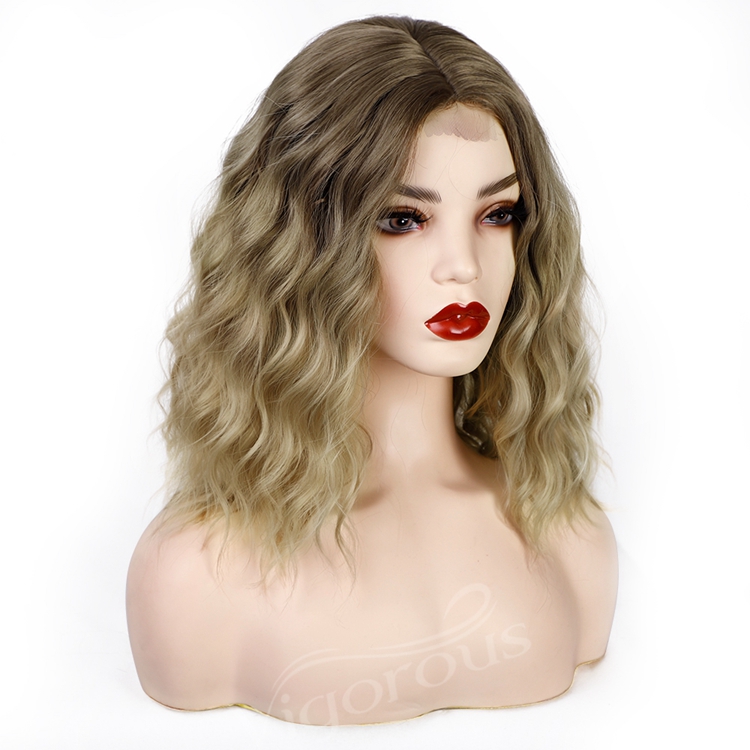 Vendor High Quality Cheap Price Short U Part Lace ombre blonde body Wave For Black Women Synthetic fiber Hair Bob Wigs