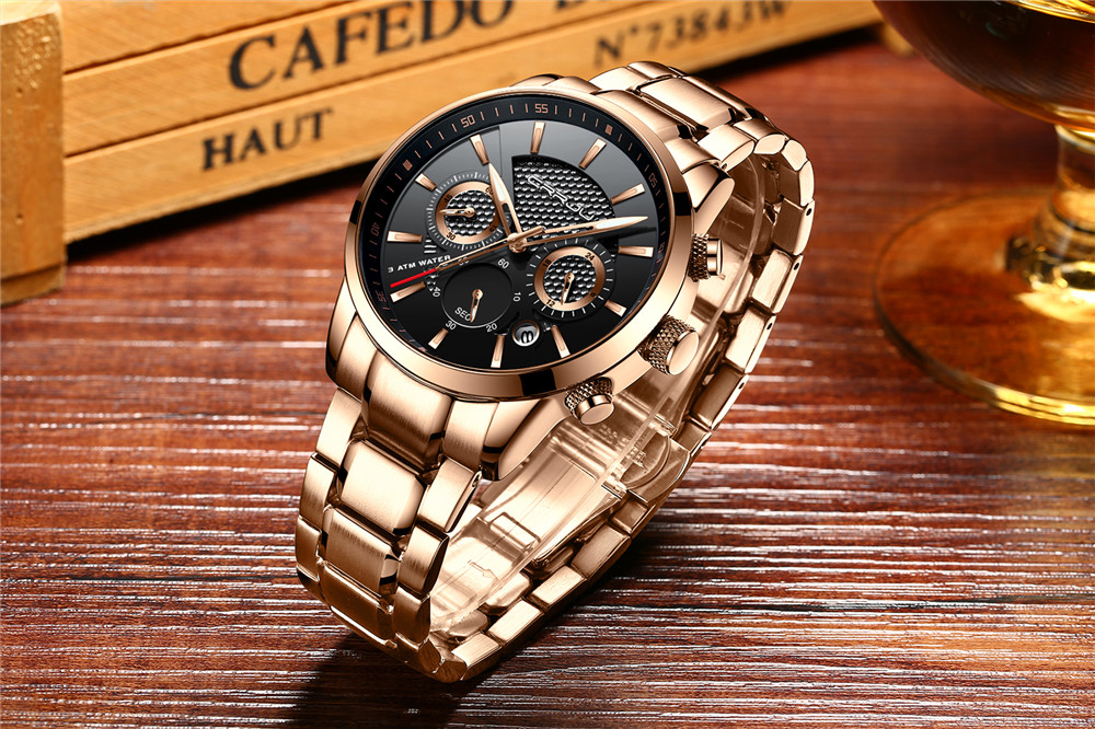 CRRJU Men Watch 30m Waterproof Watch Top Brand Luxury Steel Watch Chronograph Male Clock Saat relojes hombre 2212