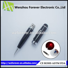 2016 High Quality Brass 3 in 1 USB Flash Pen Drive With Laser Pointer Pen