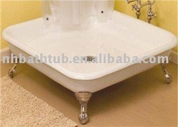 square luxury enameled cast iron shower pan