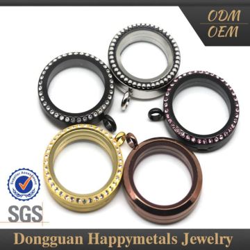 stainless steel magnetic open glass memory locket