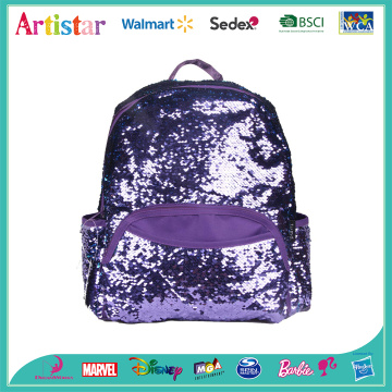 purple color sequins backpack