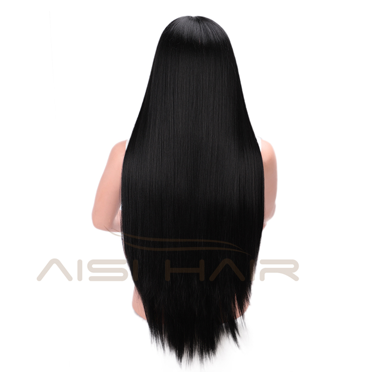 Aisi Hair New Design Silky Straight Lace Front Long Wigs Heat Resistant Synthetic Fiber Black Long Straight Wig for Women