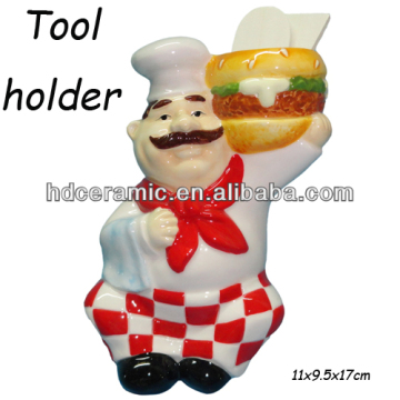 Chef shaped decorative ceramic tools holder