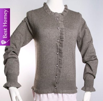 Ladies nylon cashmere blended cardigan sweaters SWT-L11203
