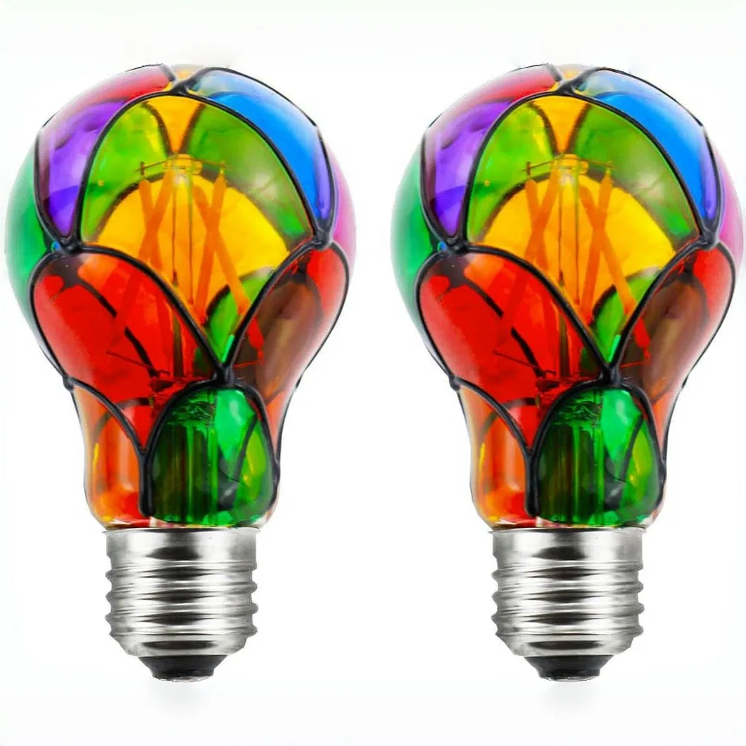 Dimmable Color LED Bulb, E26 Base Stained Glass Light for Festive Atmosphere