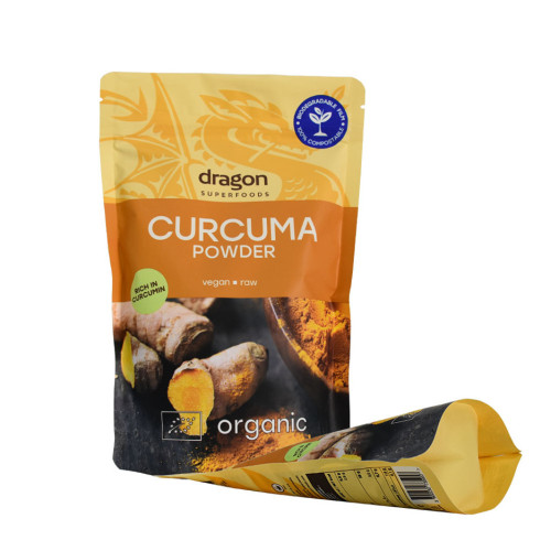 Biodegradable Impresión personalizada Curcuma Packle Powder Stand Up Pouch con bloqueo de cremallera