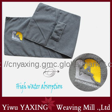 100% microfiber sports towel with logo embroiderd