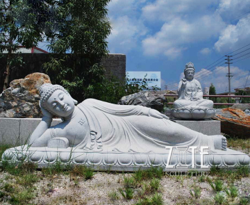 Hand Carved White Large Marble sleeping buddha statue