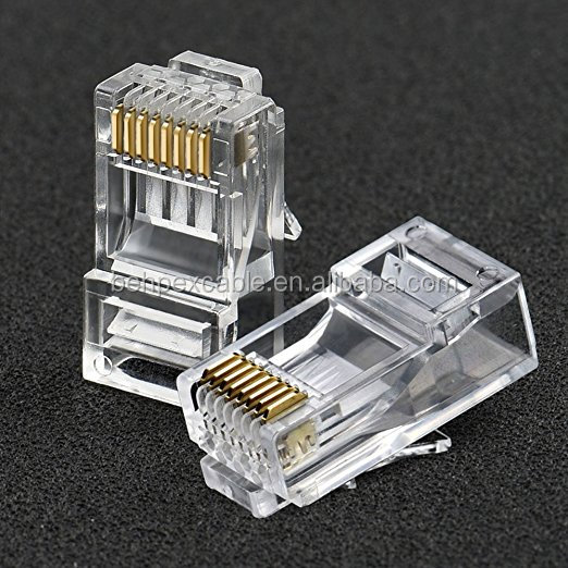 8P8C RJ45 Crystal Plugs Cat6 Modular Connector For Ethernet Network Cable